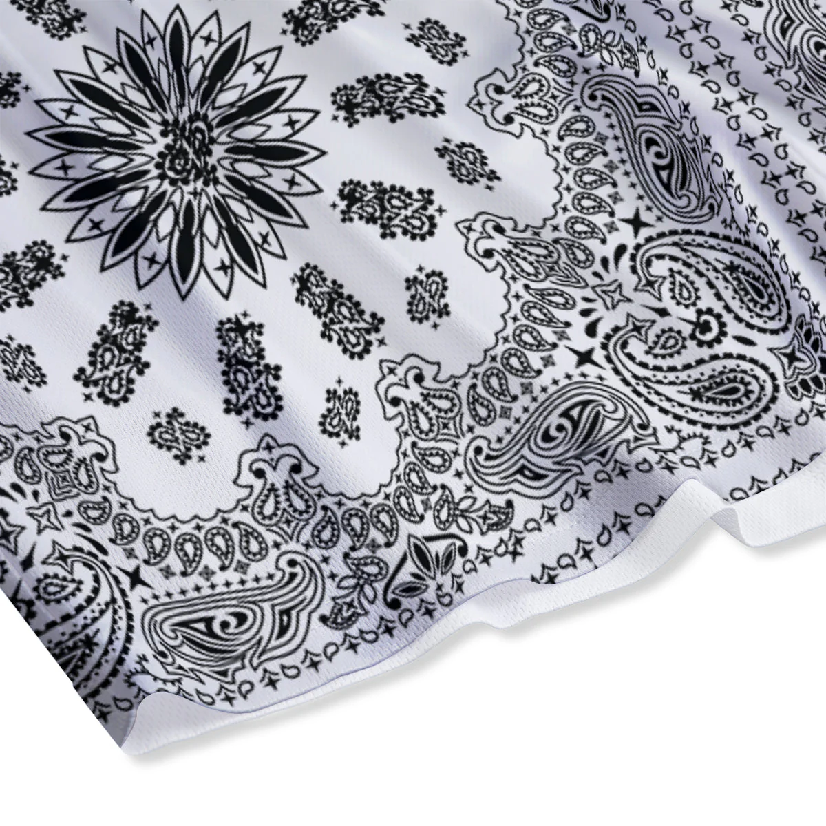 Bandana White And Black Paisley Print Pattern Mesh Shorts - Image 4