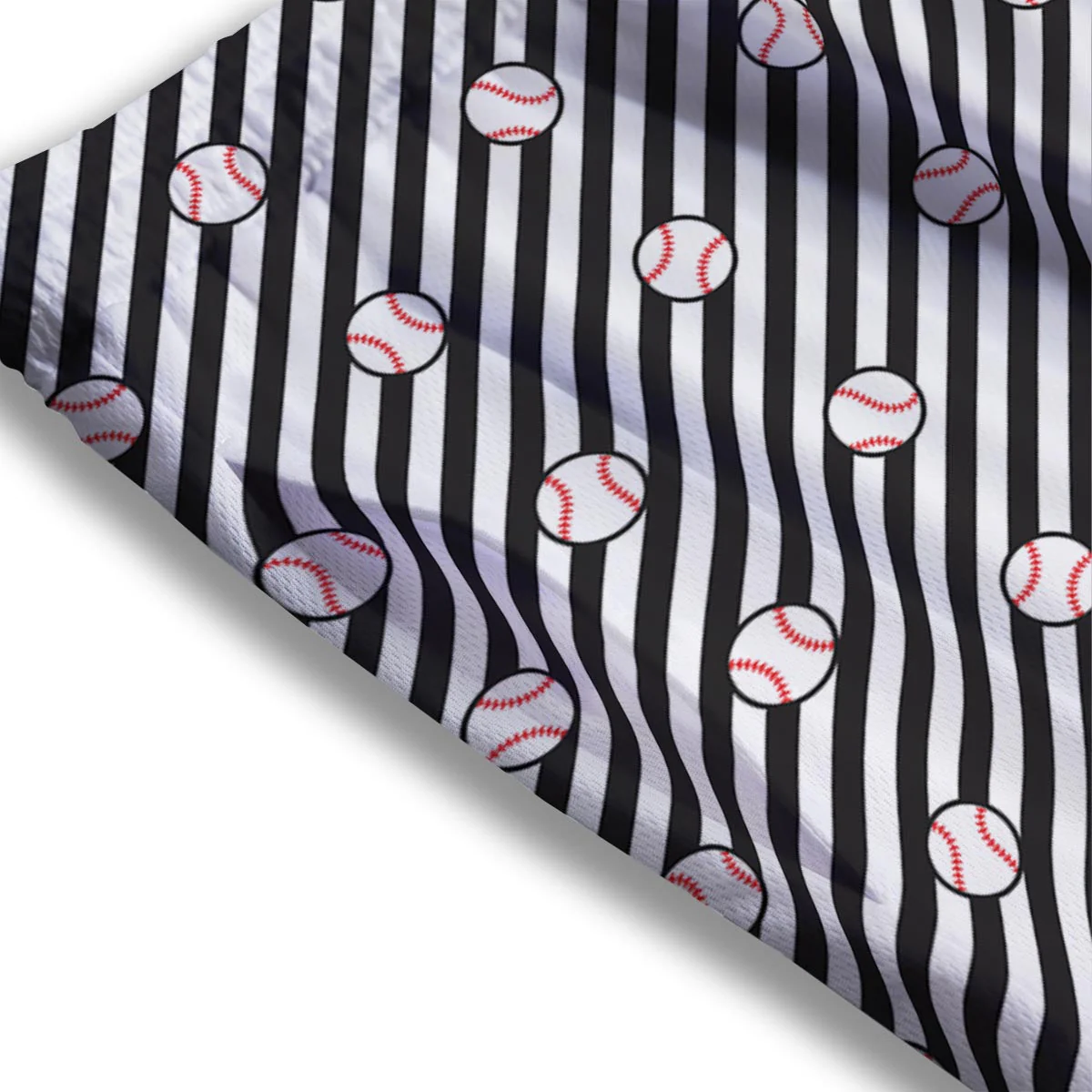 Baseball Black Striped Print Pattern Mesh Shorts - Image 3