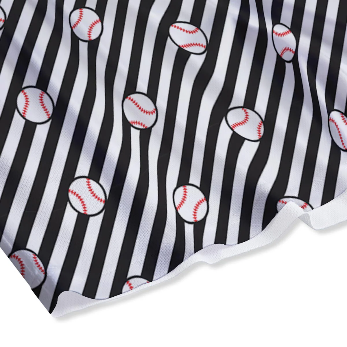 Baseball Black Striped Print Pattern Mesh Shorts - Image 4