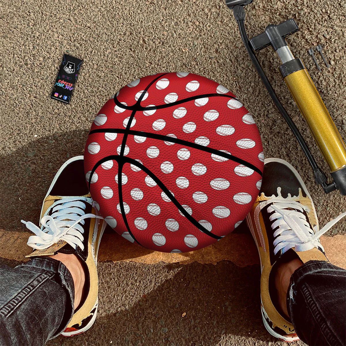 Baseball Red Print Pattern Basketball - Image 2