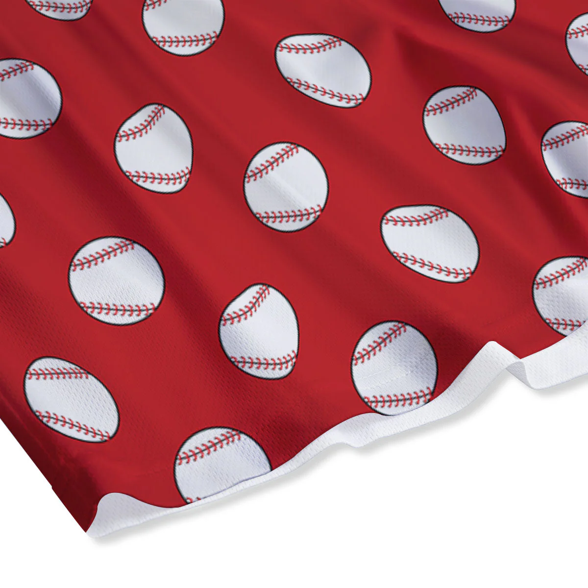 Baseball Red Print Pattern Mesh Shorts - Image 4