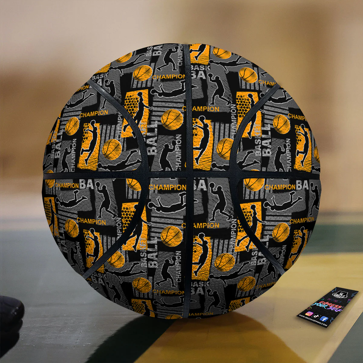 Basketball Black Yellow Print Pattern Basketball