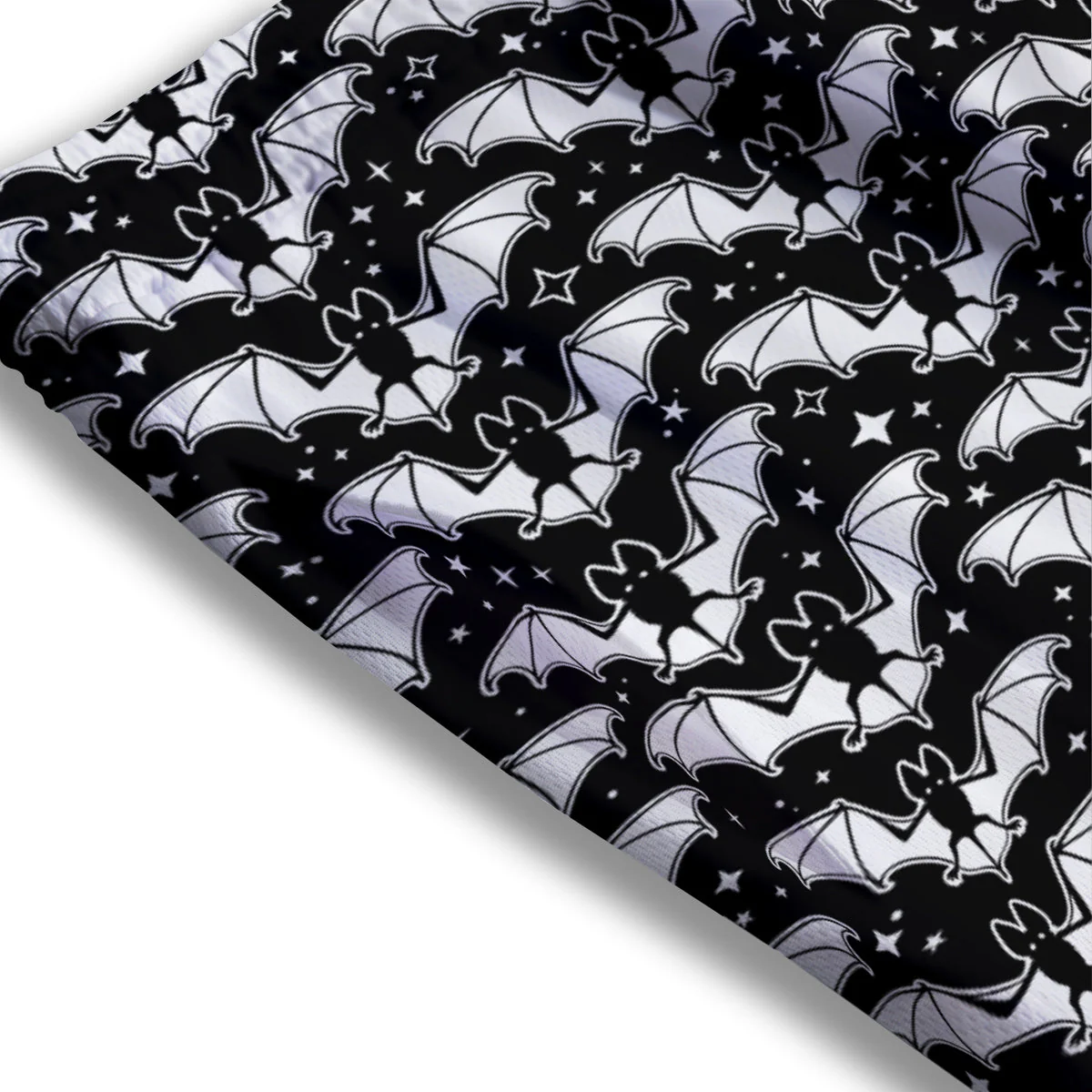 Bat Halloween White And Black Print Pattern Mesh Shorts - Image 3