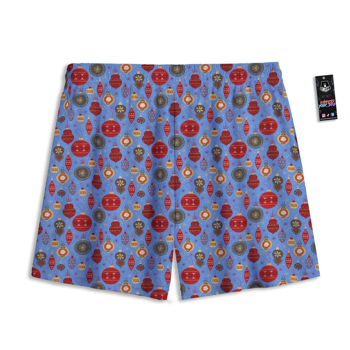 Baubles Christmas Print Pattern Mesh Shorts - Image 2