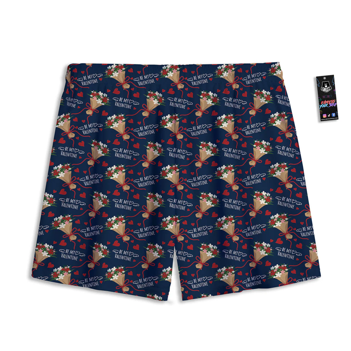 Be My Valentine Floral Print Pattern Mesh Shorts - Image 2