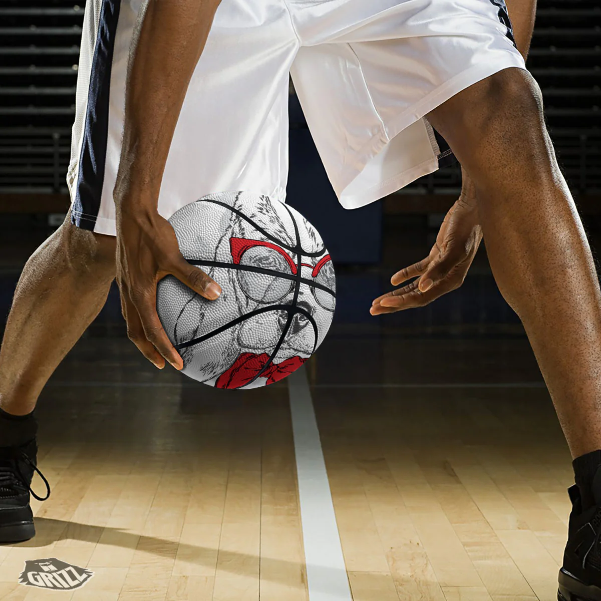 Beagle With Glasses Hipster Print Basketball - Image 3