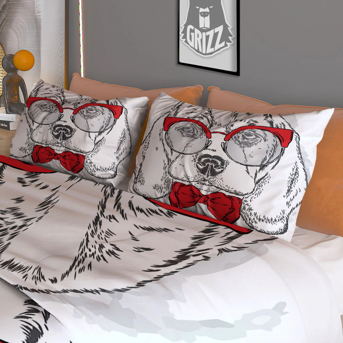 Beagle With Glasses Hipster Print Duvet Cover Bedding Set - Image 3