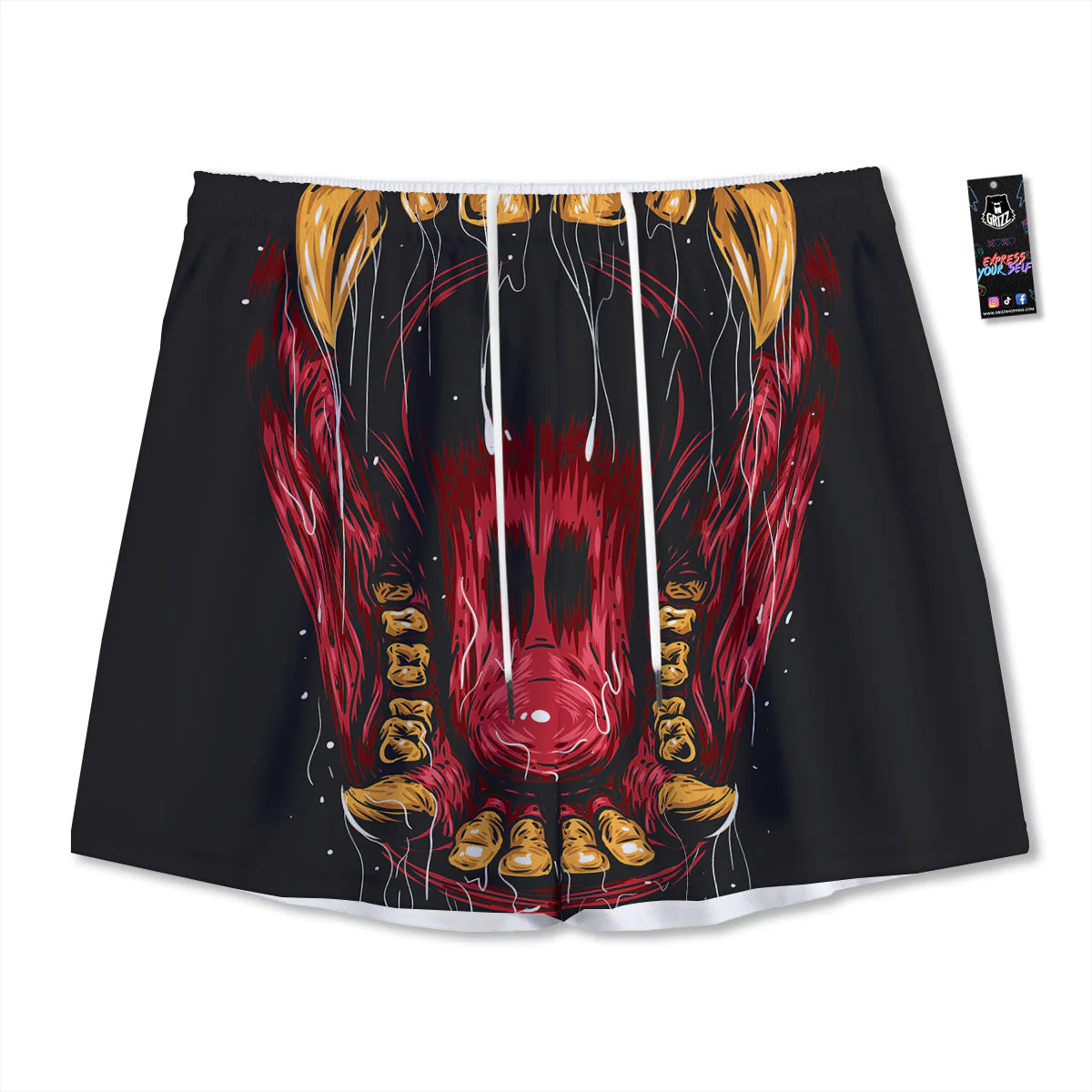 Beast Mouth Open Print Mesh Shorts