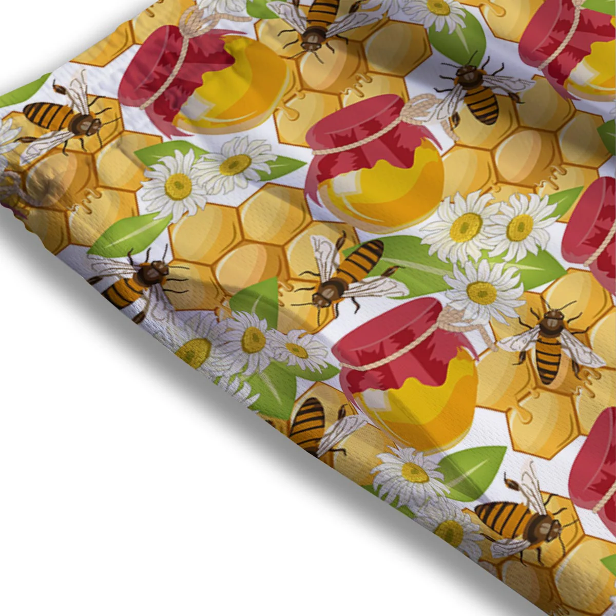 Bee Hive Sweet Honey Print Pattern Mesh Shorts - Image 3