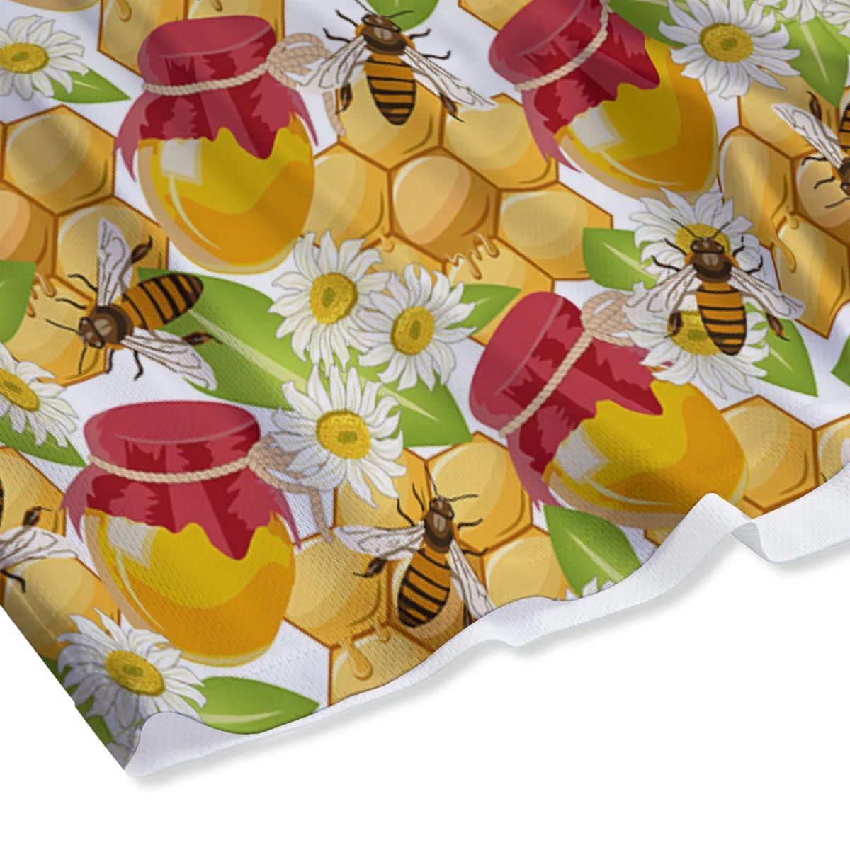 Bee Hive Sweet Honey Print Pattern Mesh Shorts - Image 4