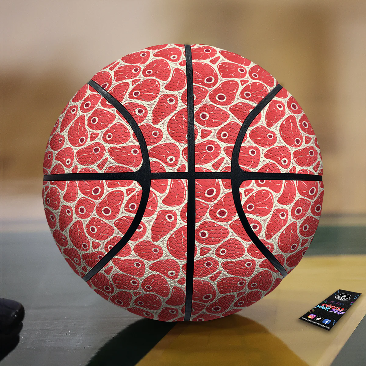 Beef Meat Print Pattern Basketball