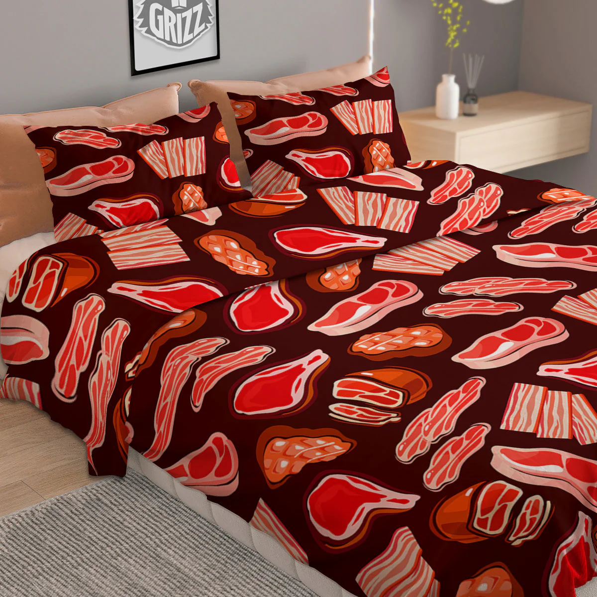 Beef Steaks Print Pattern Duvet Cover Bedding Set - Image 2