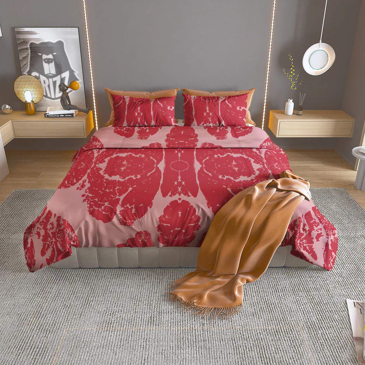 Beef Texture Print Pattern Duvet Cover Bedding Set