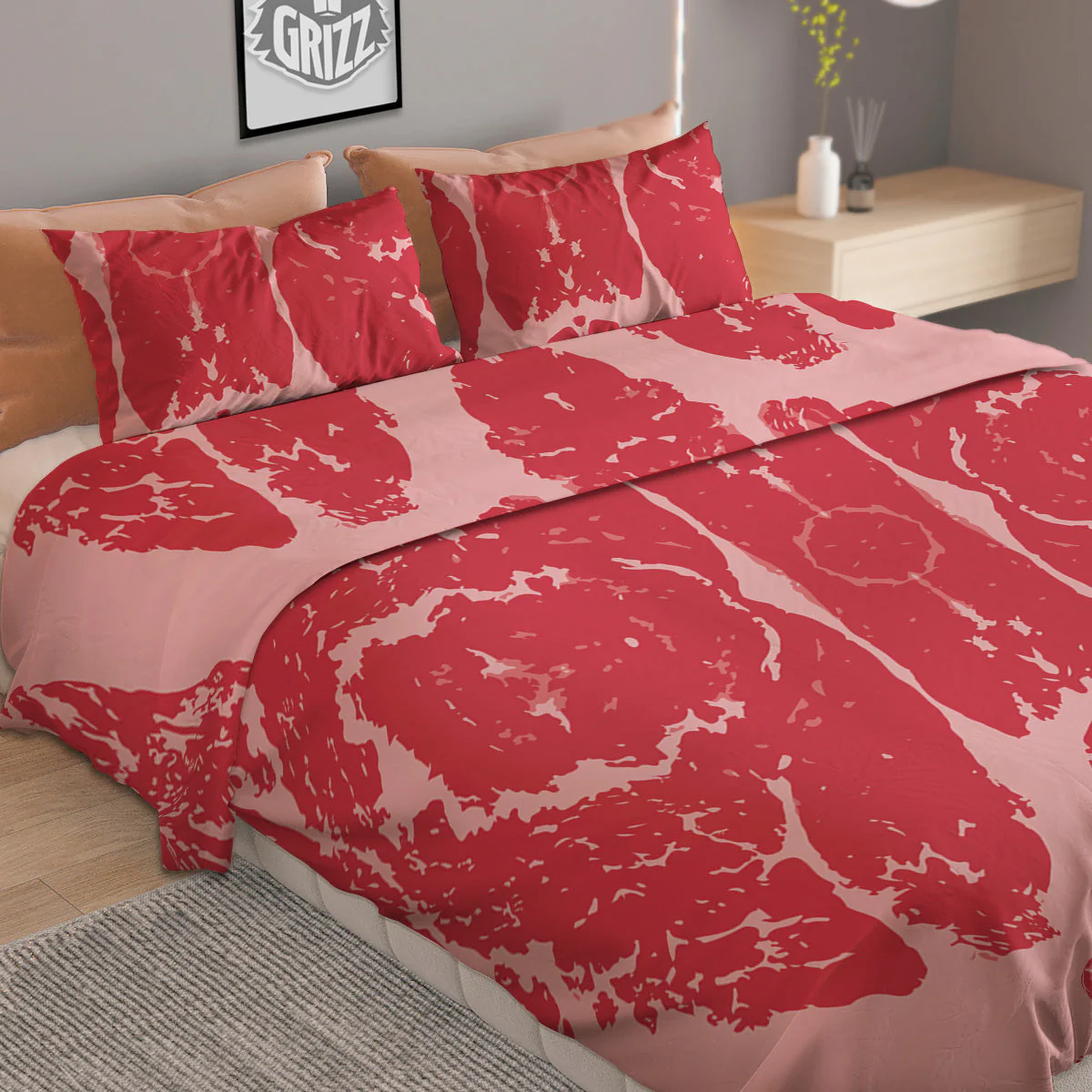 Beef Texture Print Pattern Duvet Cover Bedding Set - Image 2