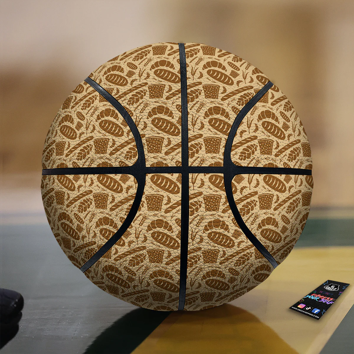 Beige Brown Bakery Print Pattern Basketball