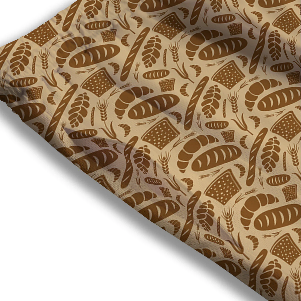 Beige Brown Bakery Print Pattern Mesh Shorts - Image 3