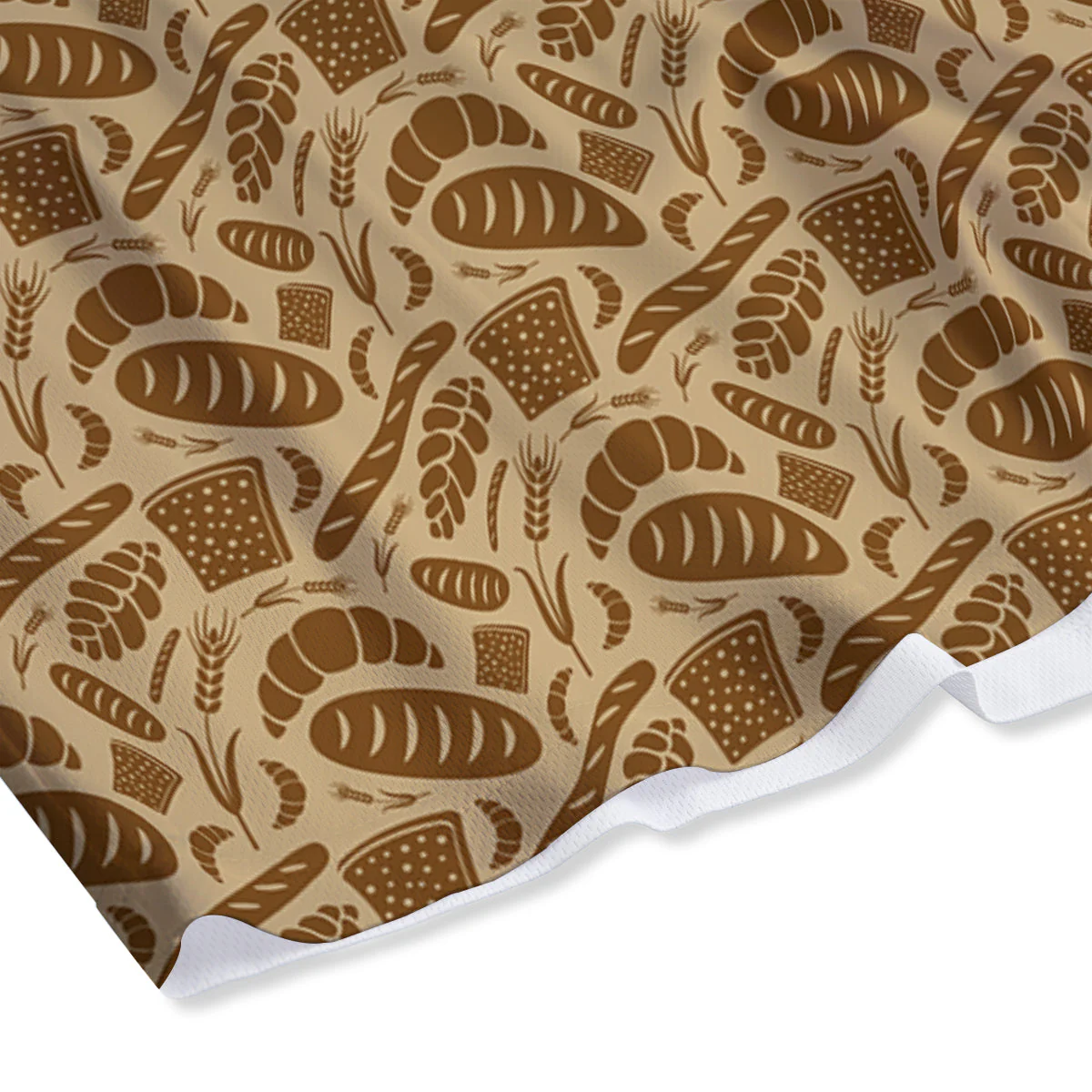Beige Brown Bakery Print Pattern Mesh Shorts - Image 4