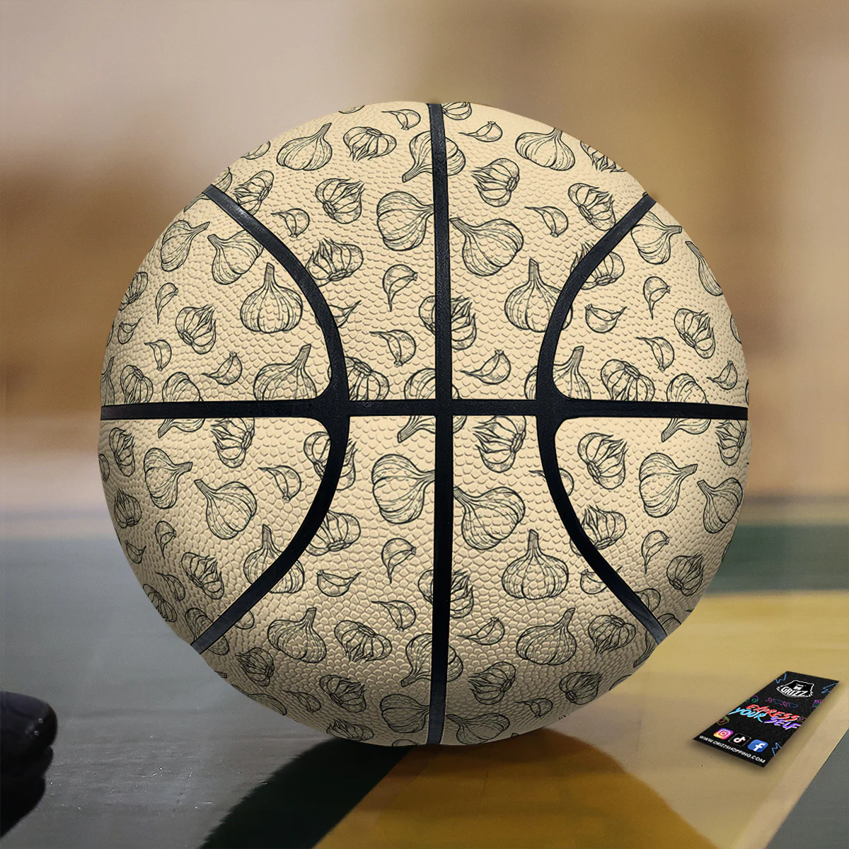 Beige Drawing Garlic Print Pattern Basketball