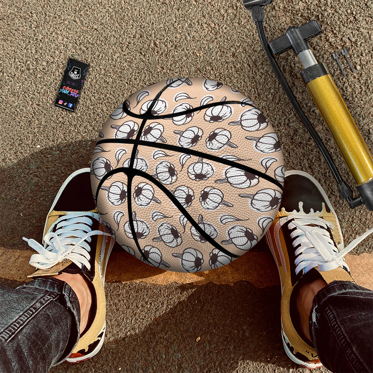 Beige Garlic Print Pattern Basketball - Image 2