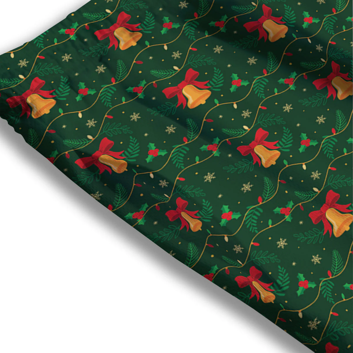 Bell Cute Christmas Print Pattern Mesh Shorts - Image 3