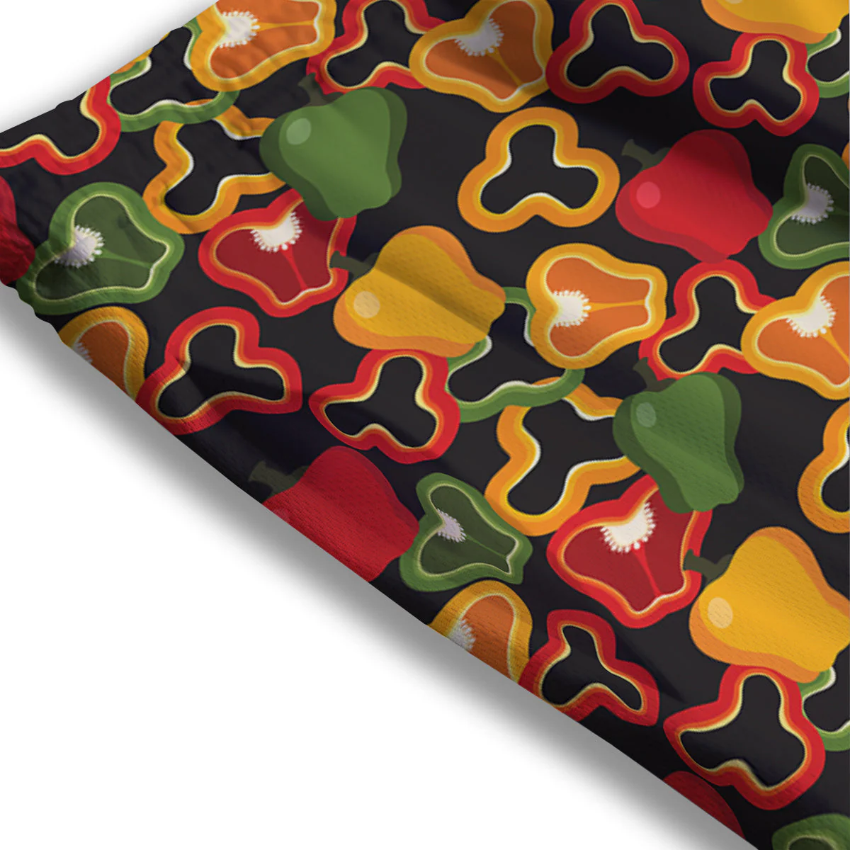 Bell Pepper Black Print Pattern Mesh Shorts - Image 3