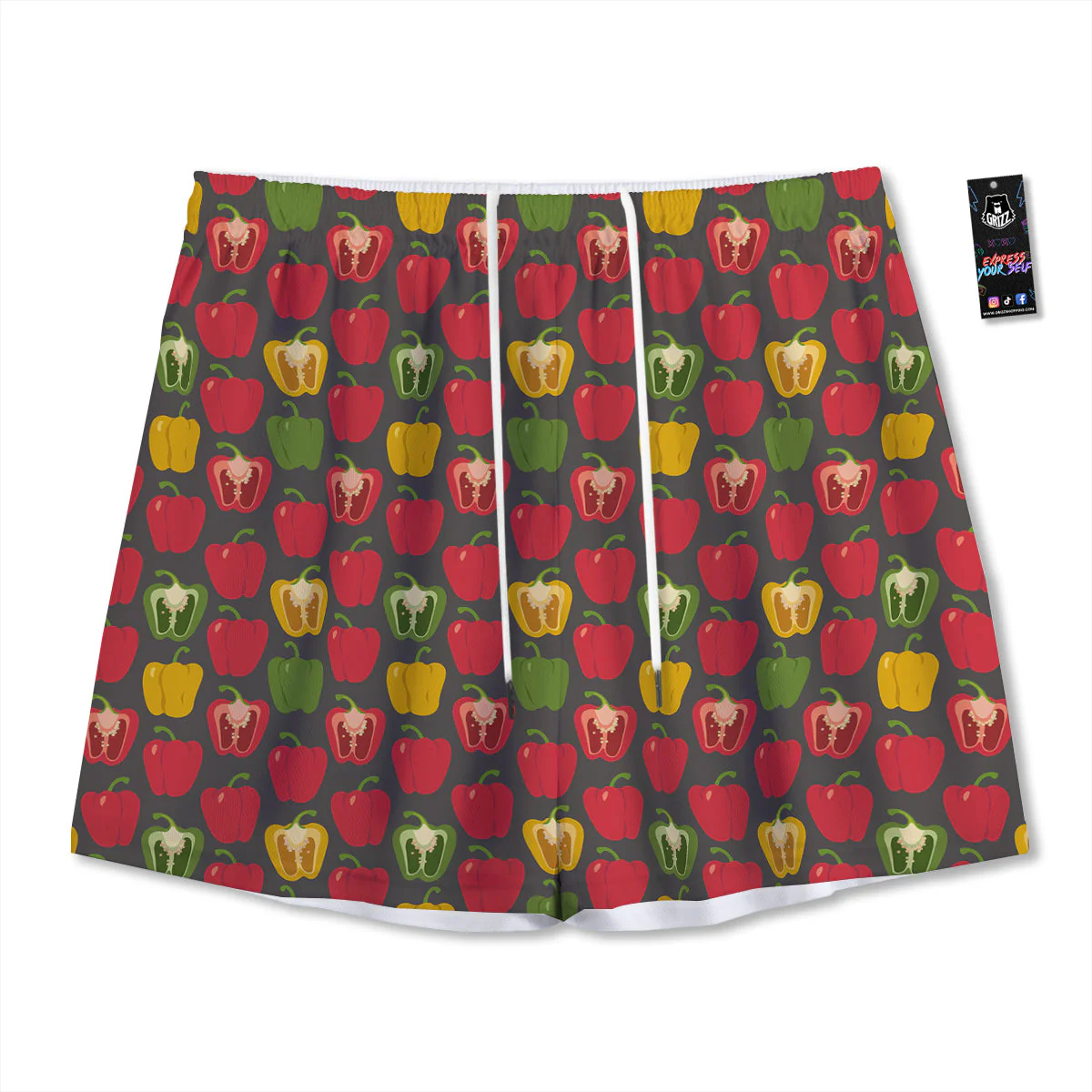 Bell Pepper Vintage Print Pattern Mesh Shorts
