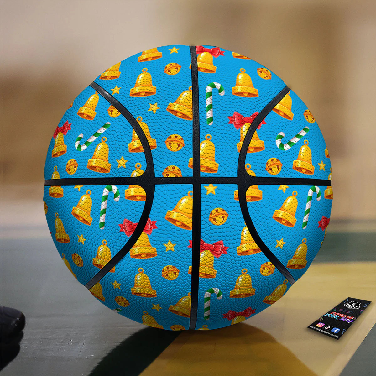 Bells Merry Christmas Print Pattern Basketball
