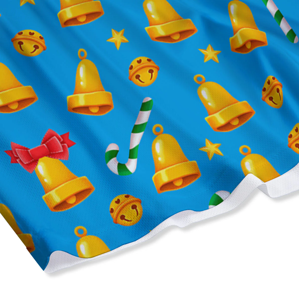 Bells Merry Christmas Print Pattern Mesh Shorts - Image 4