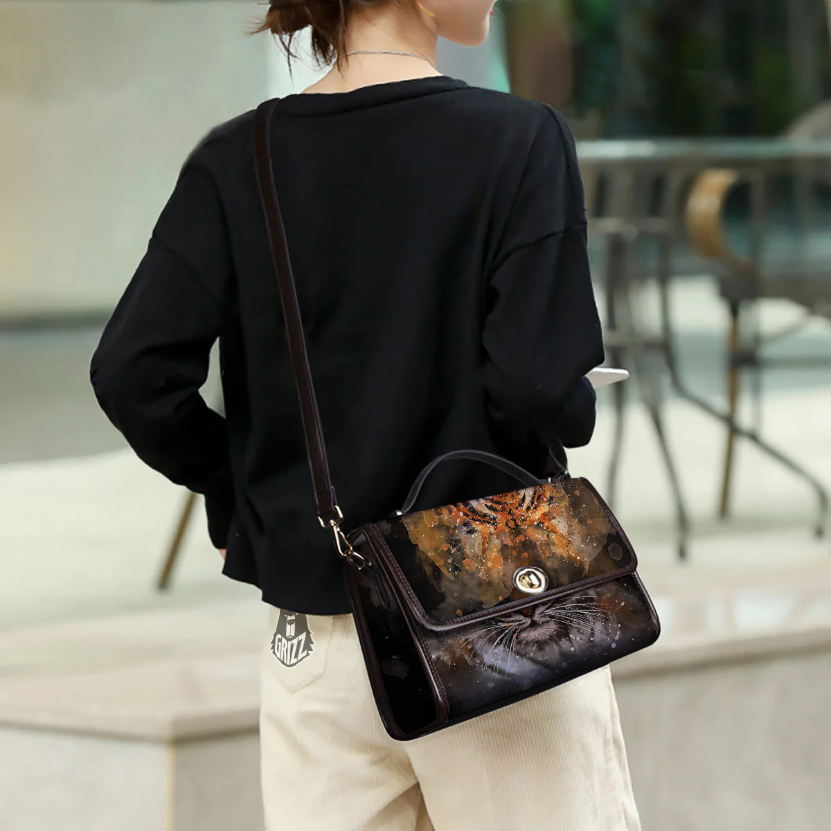 Bengal Tiger Watercolor Print Women's Satchel Bag - Image 3