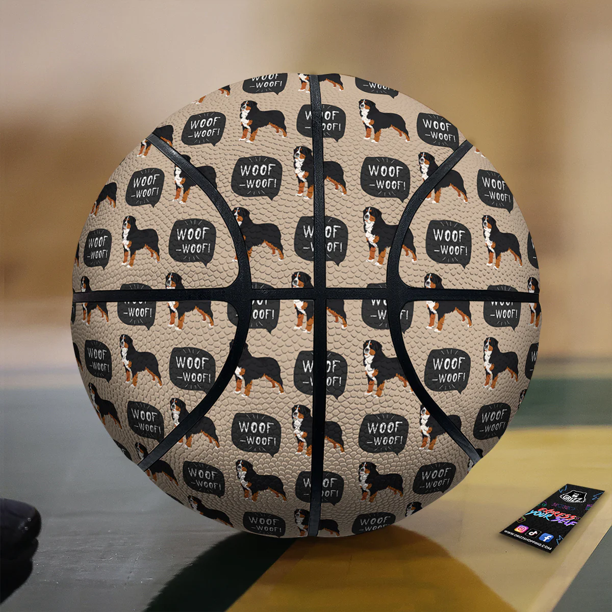 Bernese Brown Woof Woof Print Pattern Basketball