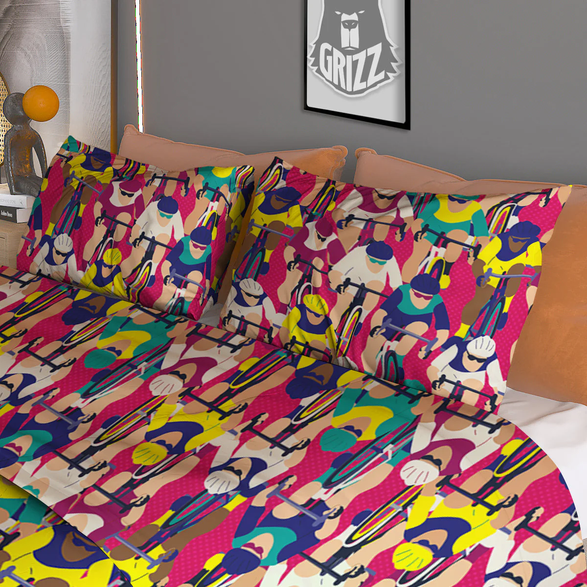Bicycle Race Colorful Print Pattern Duvet Cover Bedding Set - Image 3