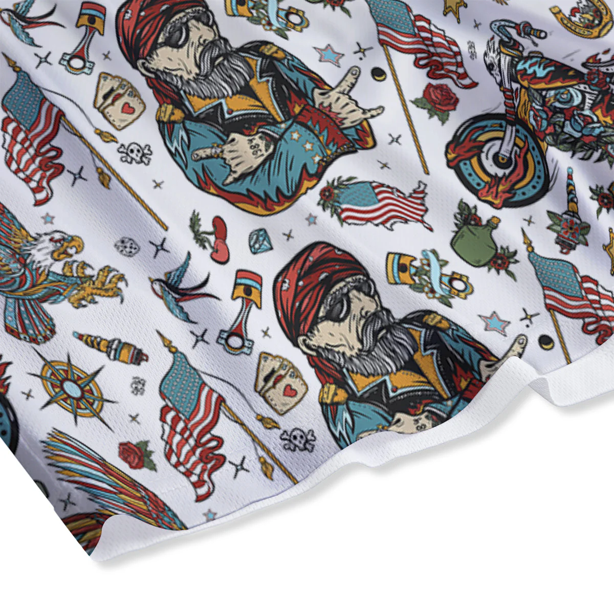 Bikers Old School Tattoo Print Pattern Mesh Shorts - Image 4