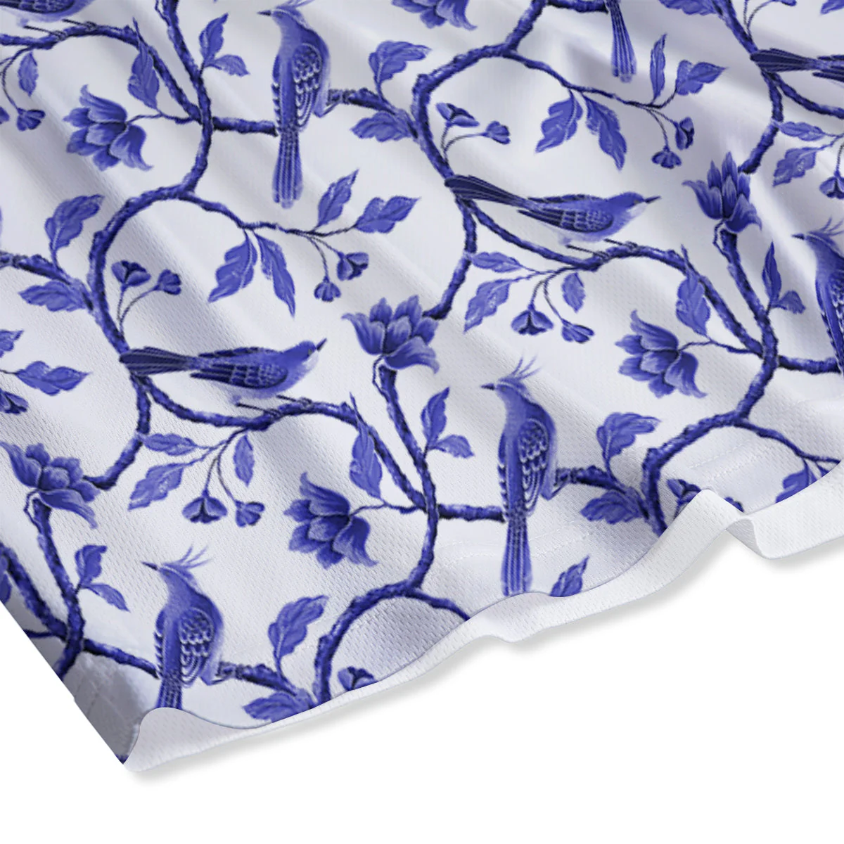 Bird Chinoiserie Print Pattern Mesh Shorts - Image 4