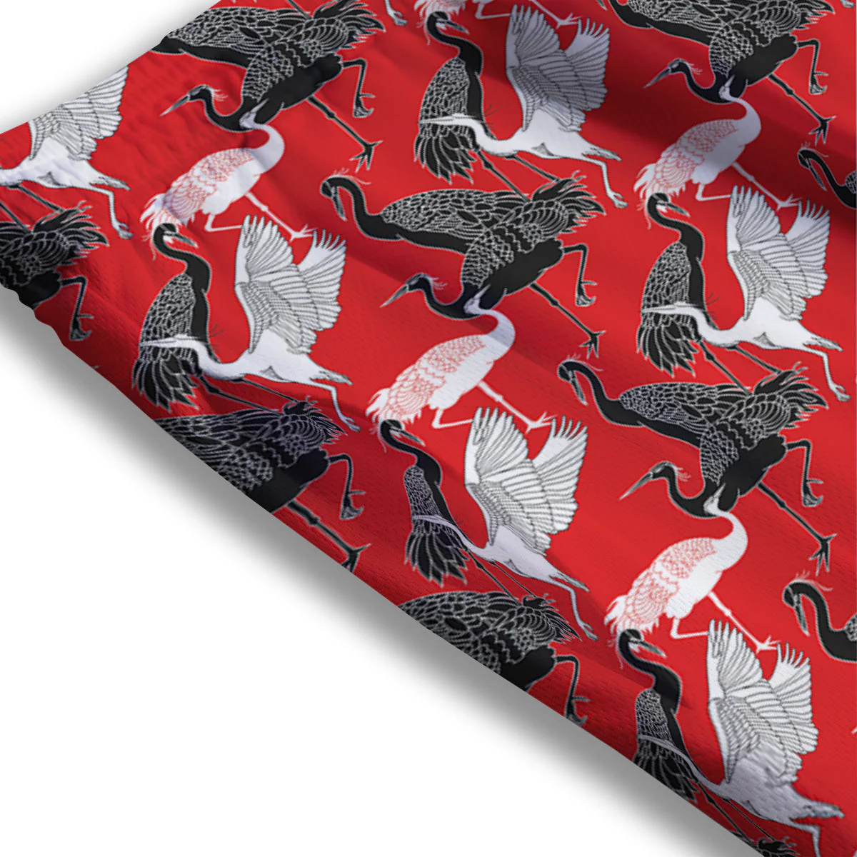 Bird Crane Print Pattern Mesh Shorts - Image 3