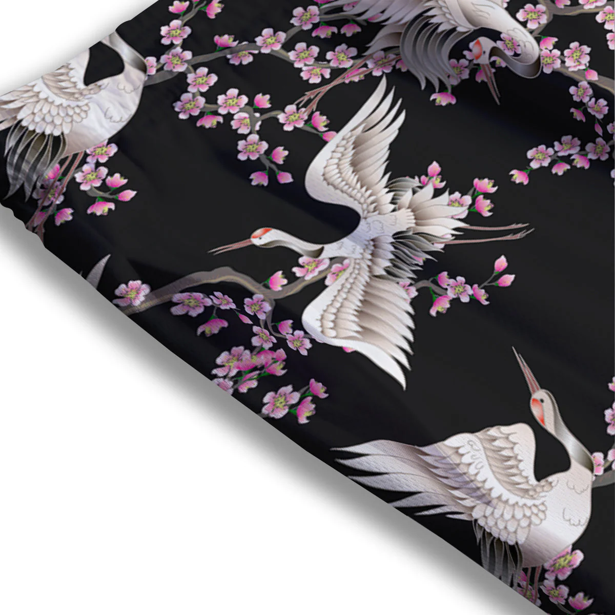 Bird Crane Watercolor Print Pattern Mesh Shorts - Image 3
