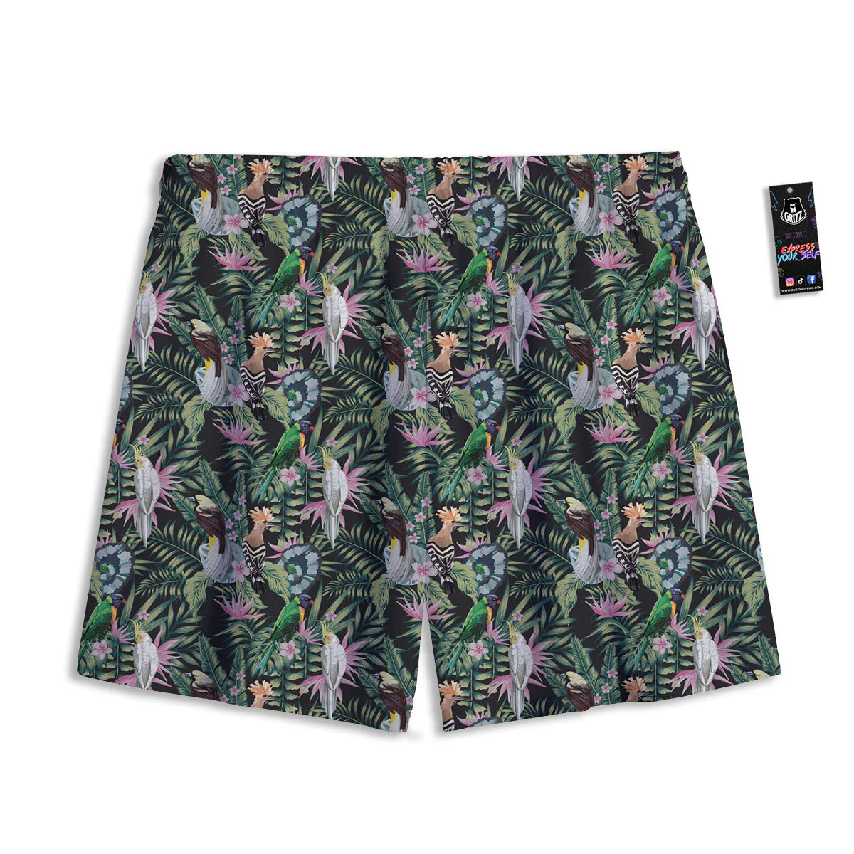 Birds Hawaiian Tropical Print Pattern Mesh Shorts - Image 2