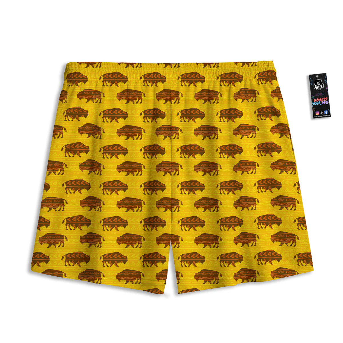 Bison Aztec Print Pattern Mesh Shorts - Image 2