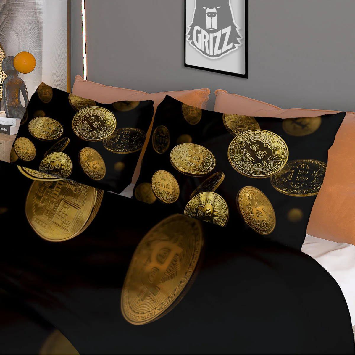 Bitcoin Falling Print Duvet Cover Bedding Set - Image 3