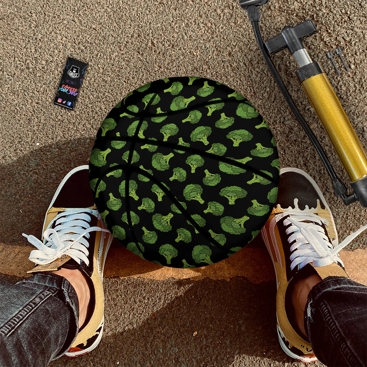 Black And Broccoli Print Pattern Basketball - Image 2