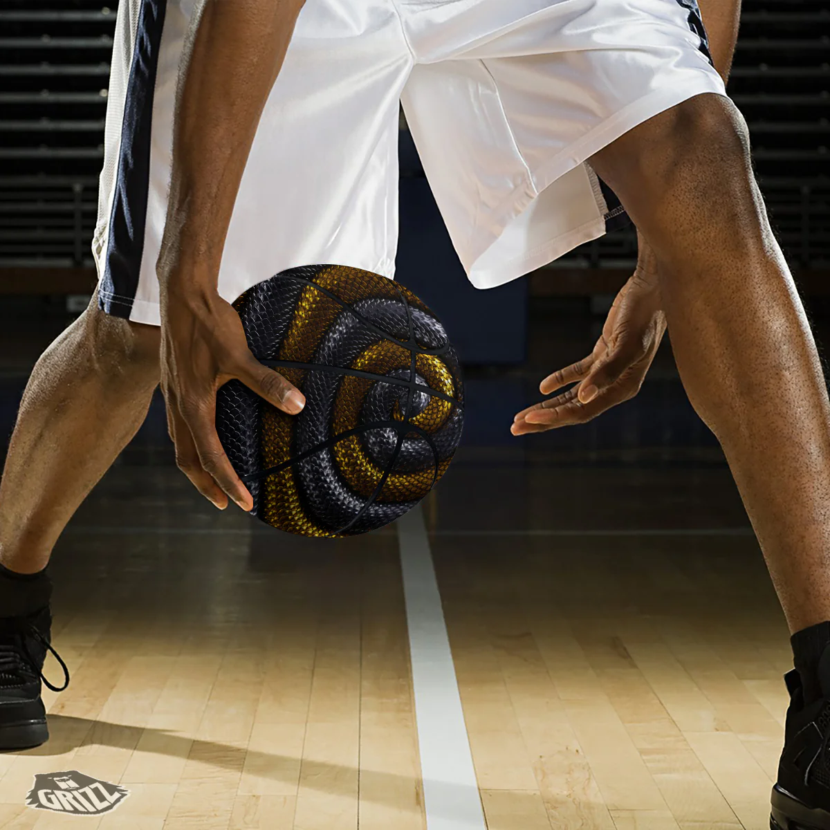 Black And Gold Twisted Snakes Print Basketball - Image 3
