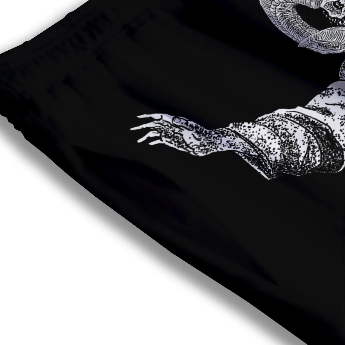 Black And White Demon Goat Print Mesh Shorts - Image 3