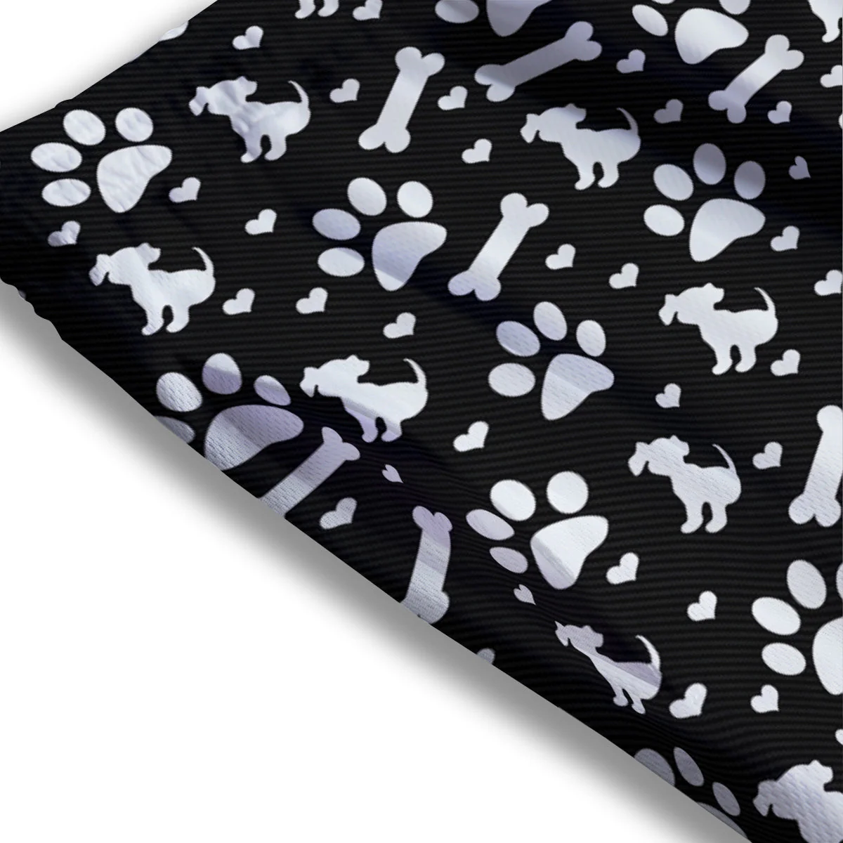 Black and White Dog Paw Print Pattern Mesh Shorts - Image 3
