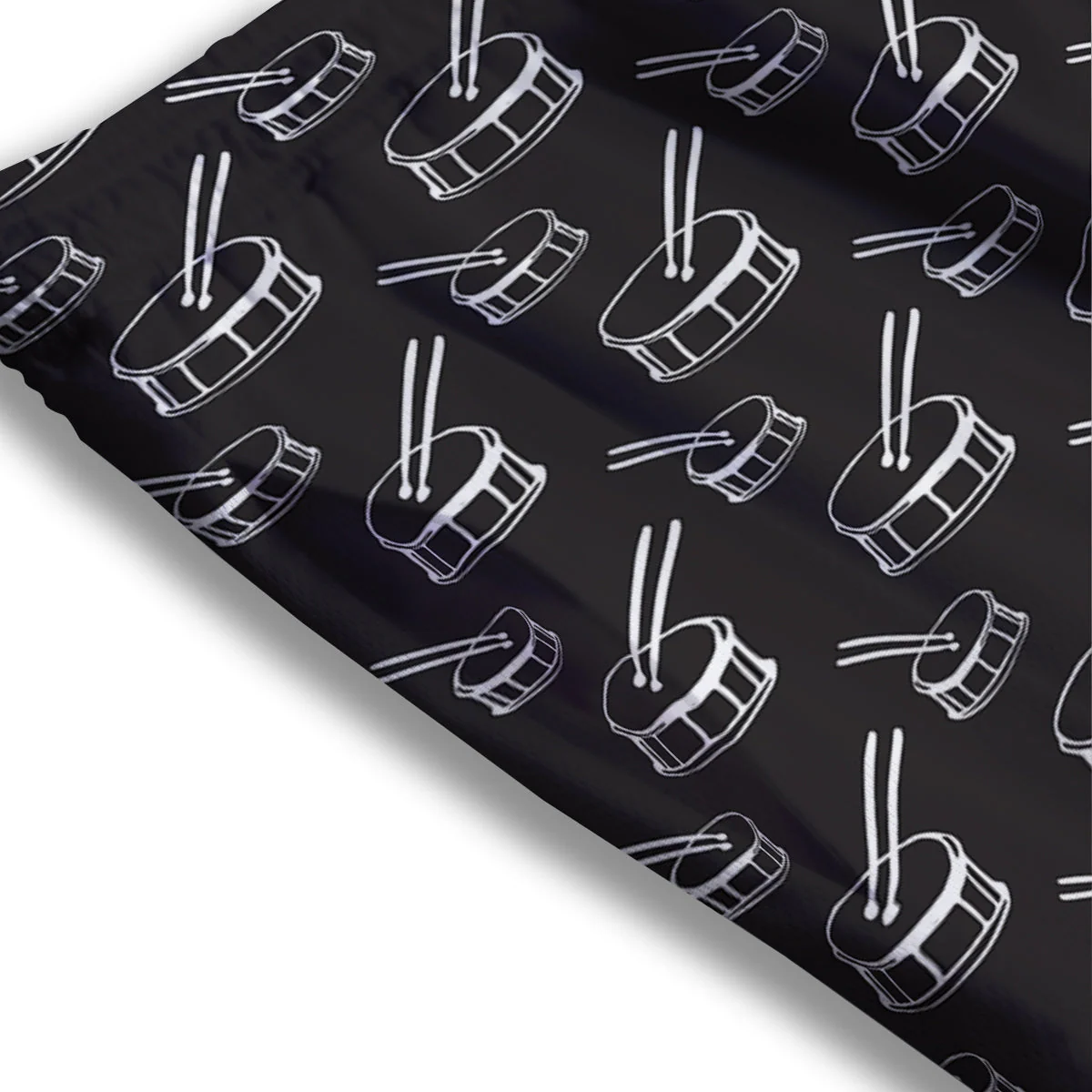 Black And White Drum Print Pattern Mesh Shorts - Image 3