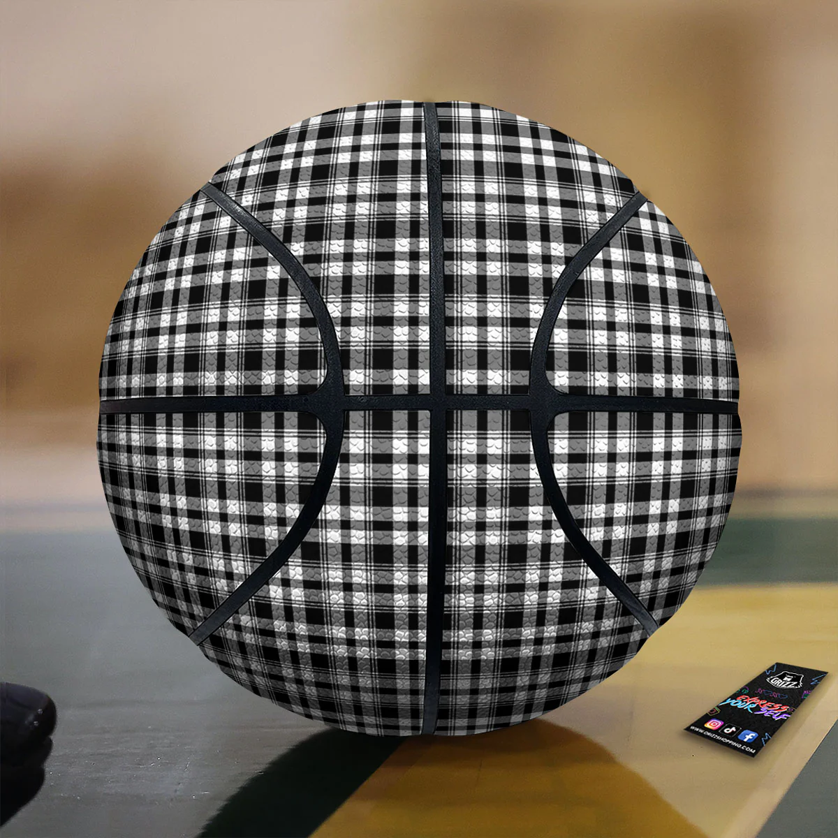 Black And White Tartan Print Pattern Basketball