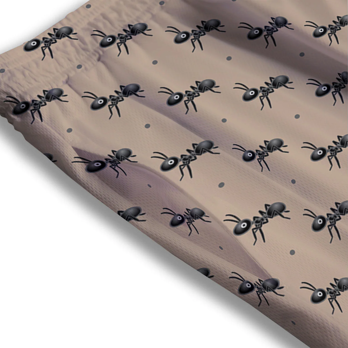 Black Ant Print Pattern Mesh Shorts - Image 3