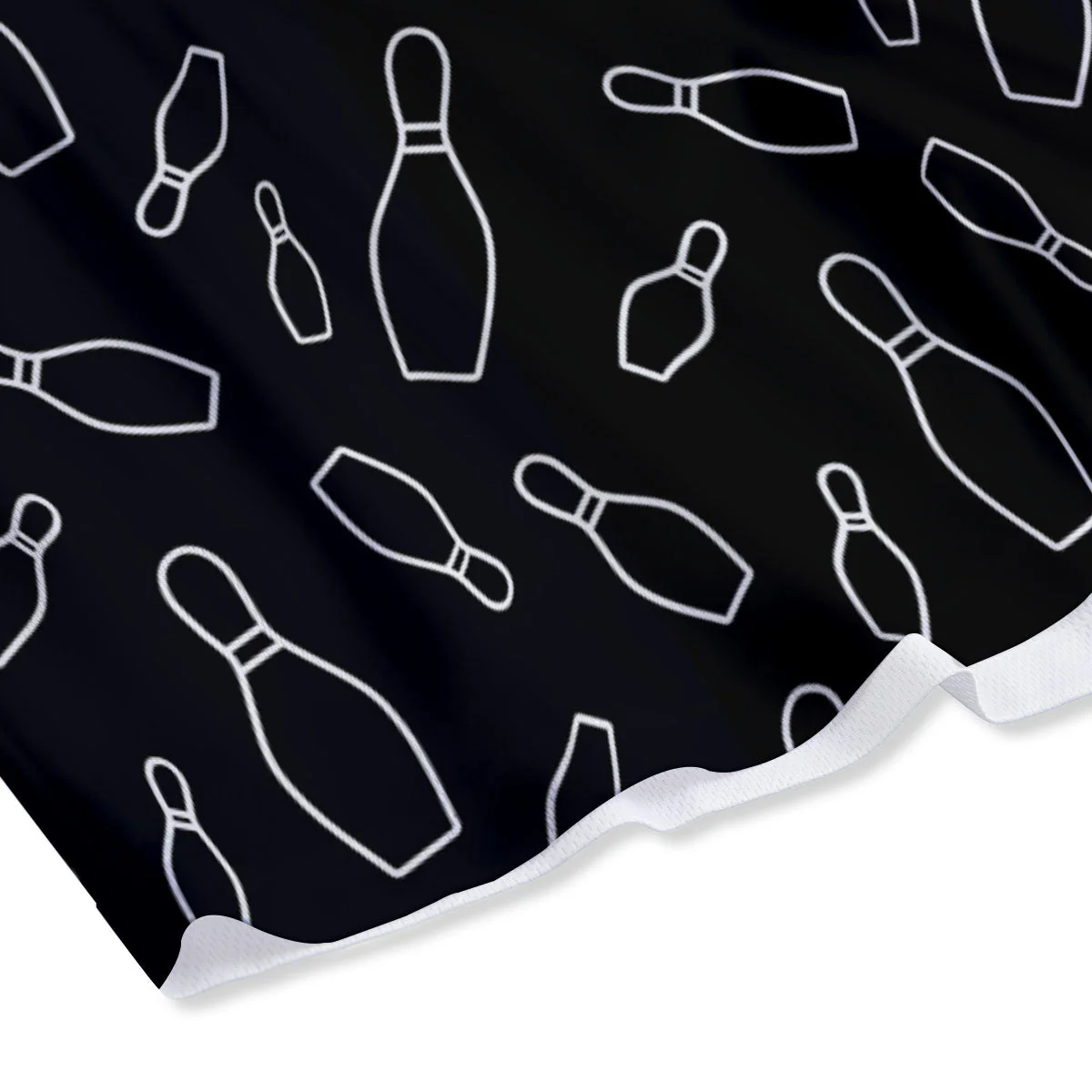 Black Bowling Pins Print Pattern Mesh Shorts - Image 4