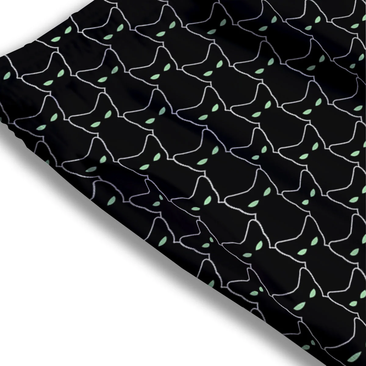 Black Cat Alien Print Pattern Mesh Shorts - Image 3