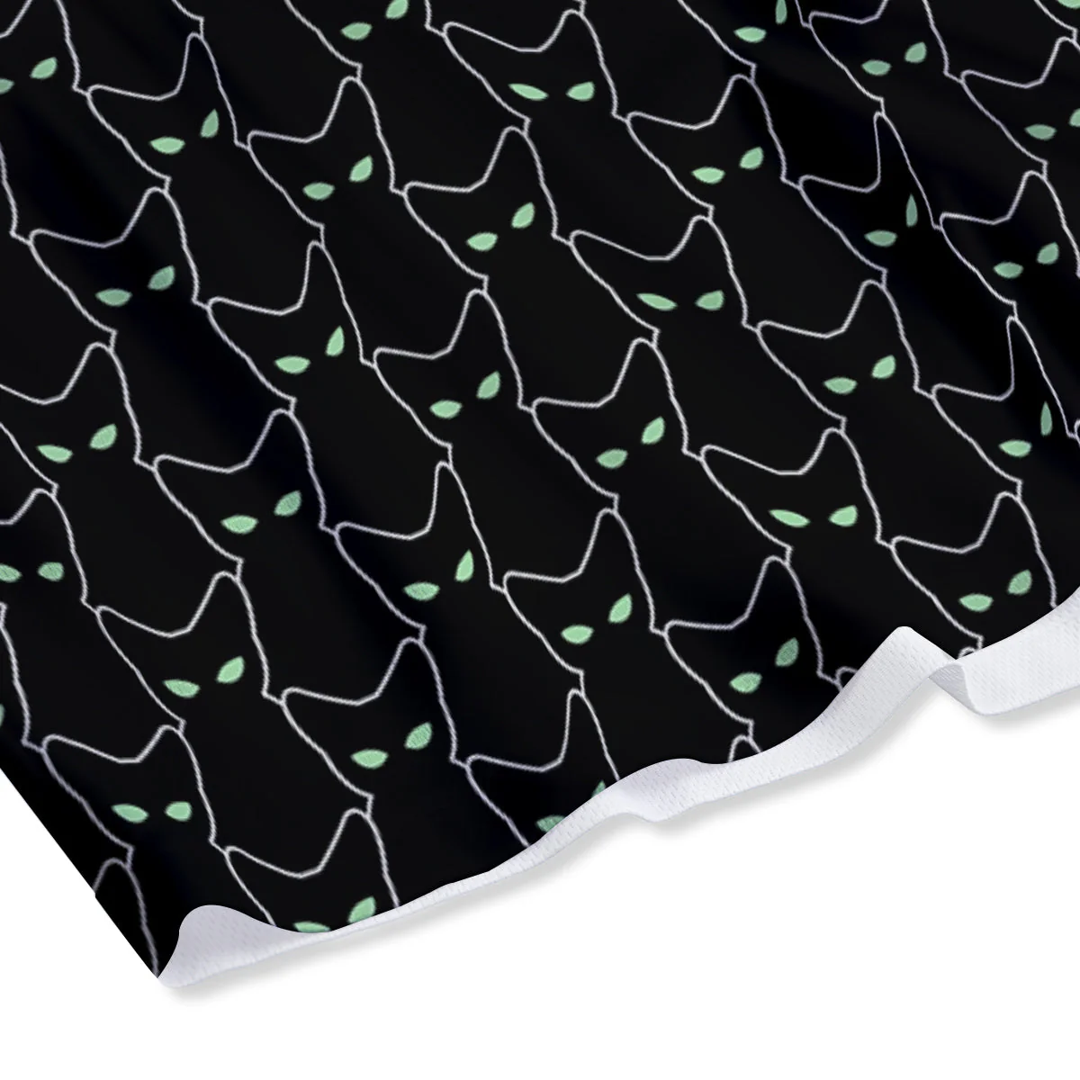 Black Cat Alien Print Pattern Mesh Shorts - Image 4