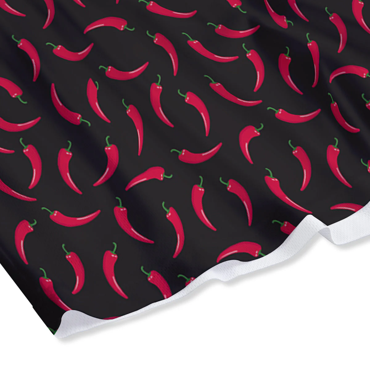 Black Chili Pepper Print Pattern Mesh Shorts - Image 4
