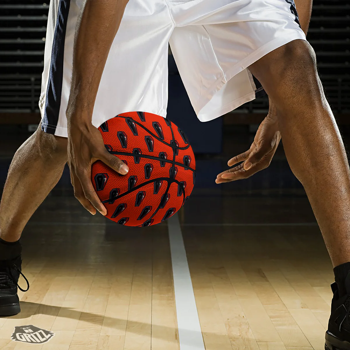 Black Coffin Red Print Pattern Basketball - Image 3